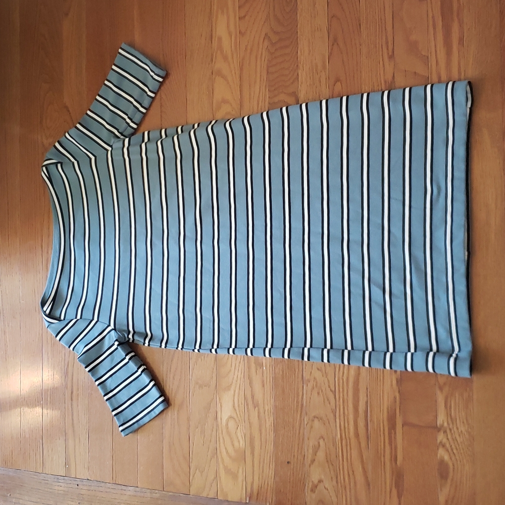 Lou & Grey Signature Soft Blue Striped Dress Sz XS